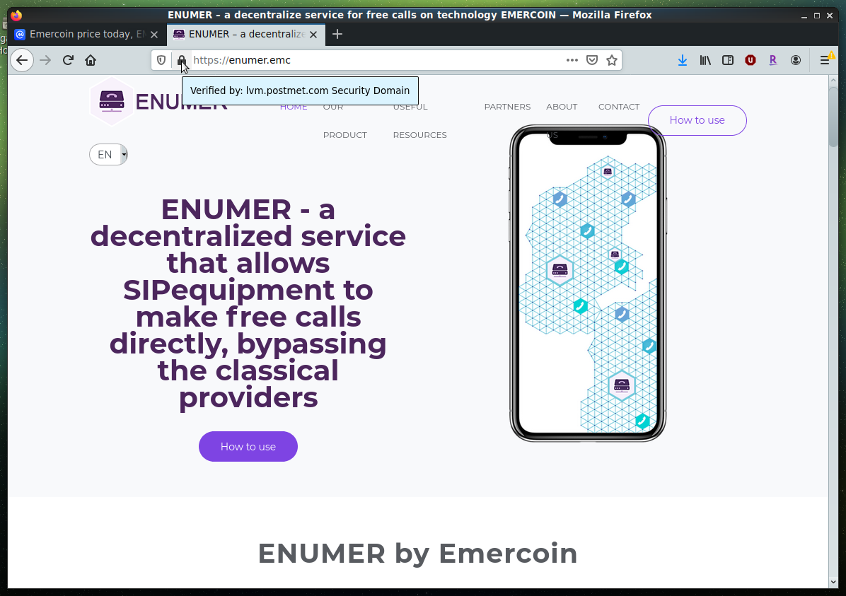 EmerDNS - это первый альтернативный DNS на основе блокчейна, поддерживающий  сертификаты https и SSL!